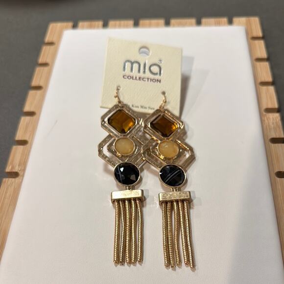 MIA Jewelry - MIA Gold, Brown & Black Dangle Earrings